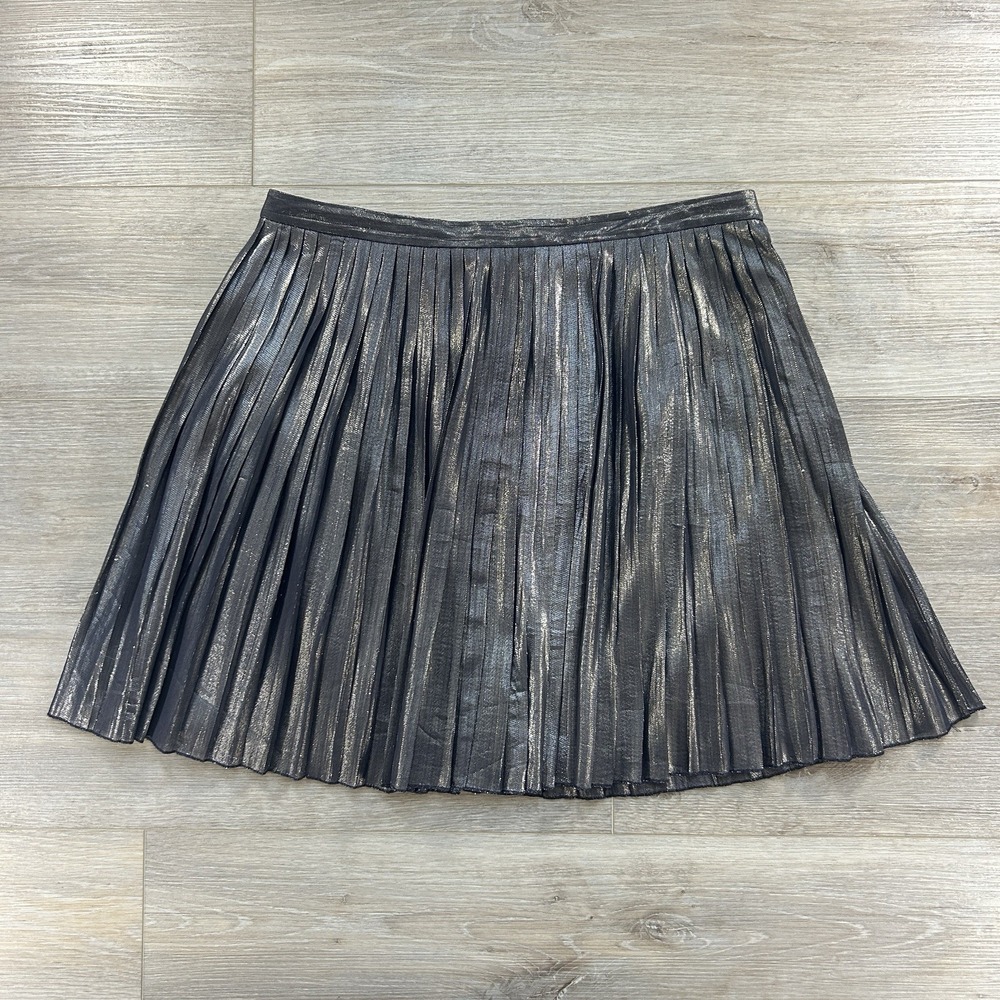 Tory Burch Size 10 Silk Blend Gold Metallic Pleated Skirt A-Line Office Holiday